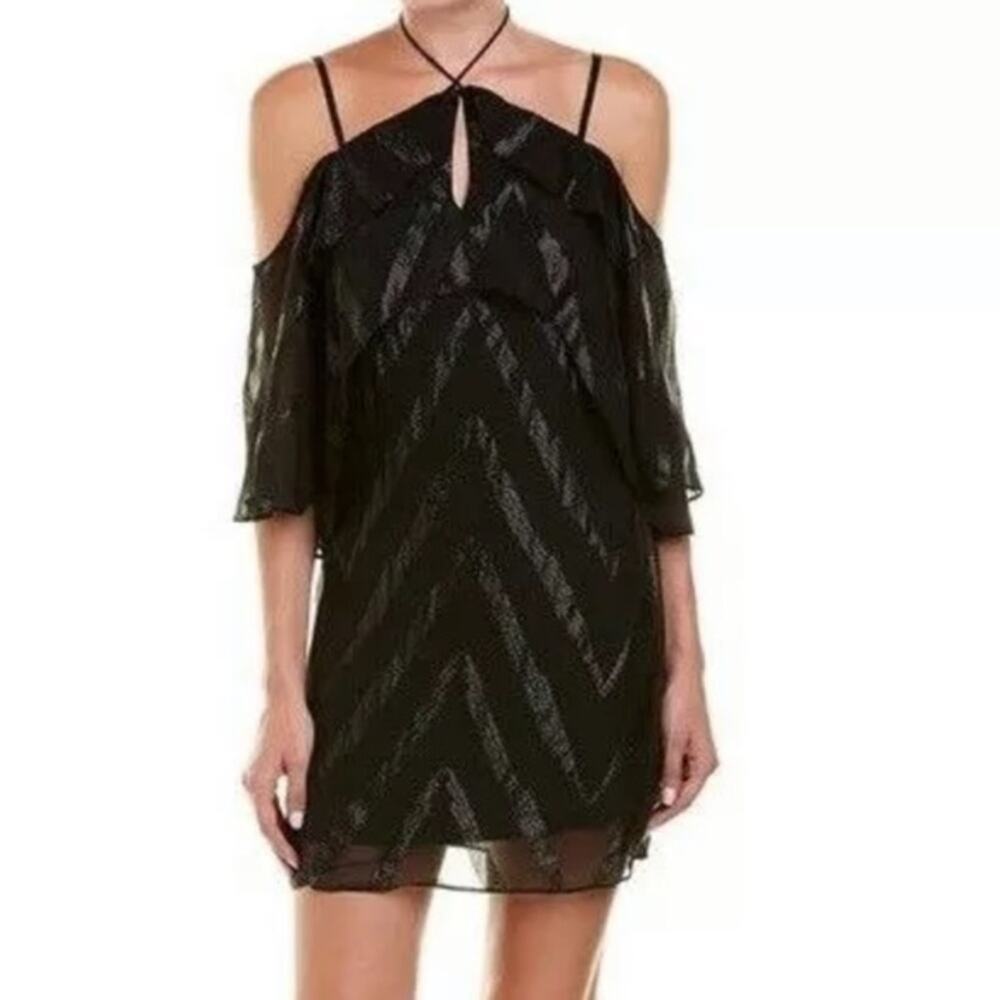 Ella Moss Dinah Tiered Ruffle Black Silk Dress NWT